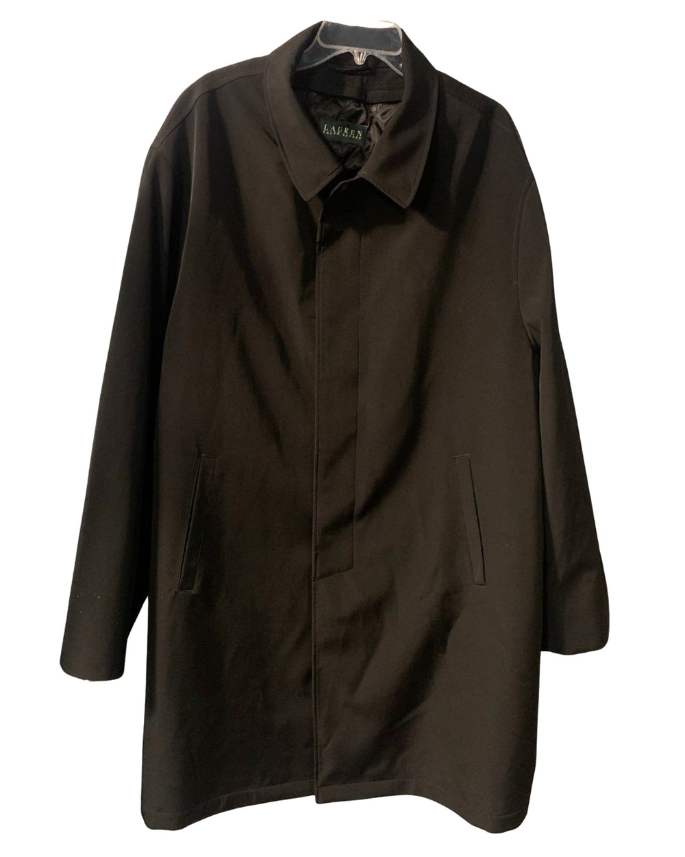 Lauren Ralph Lauren Mens Car Coat Size 56R Black Zipout Liner Walking Raincoat